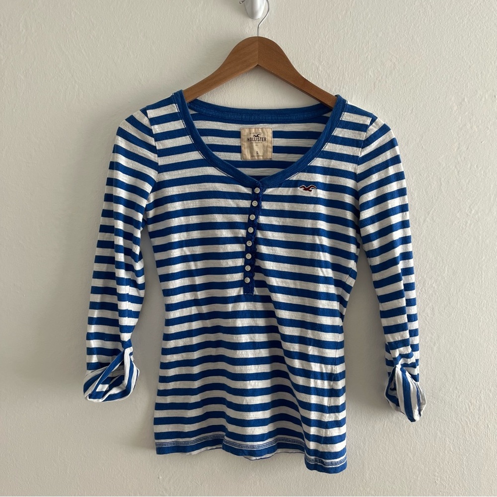 Vtg Y2K Hollister Henley Top Sz S Bella Swan Striped Preppy Layers Lace